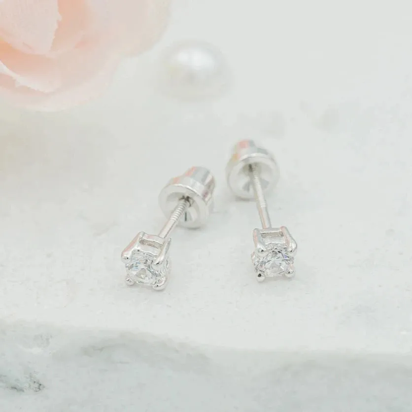 Cherished Moments Sterling Silver Cz Stud Earrings