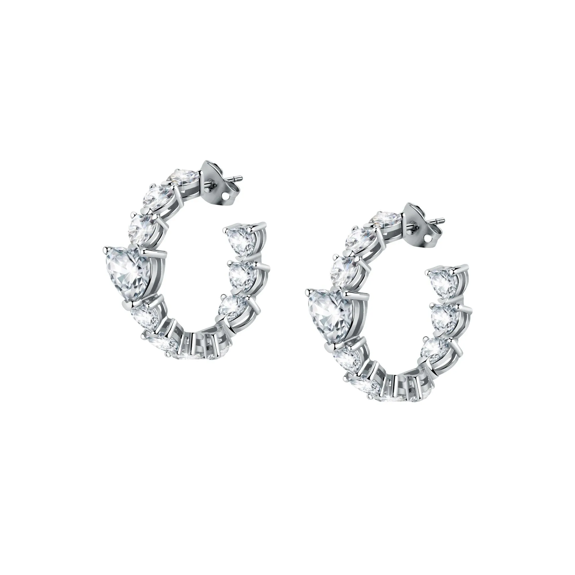 Chiara Ferragni Diamond Heart White Heart Hoop Earrings