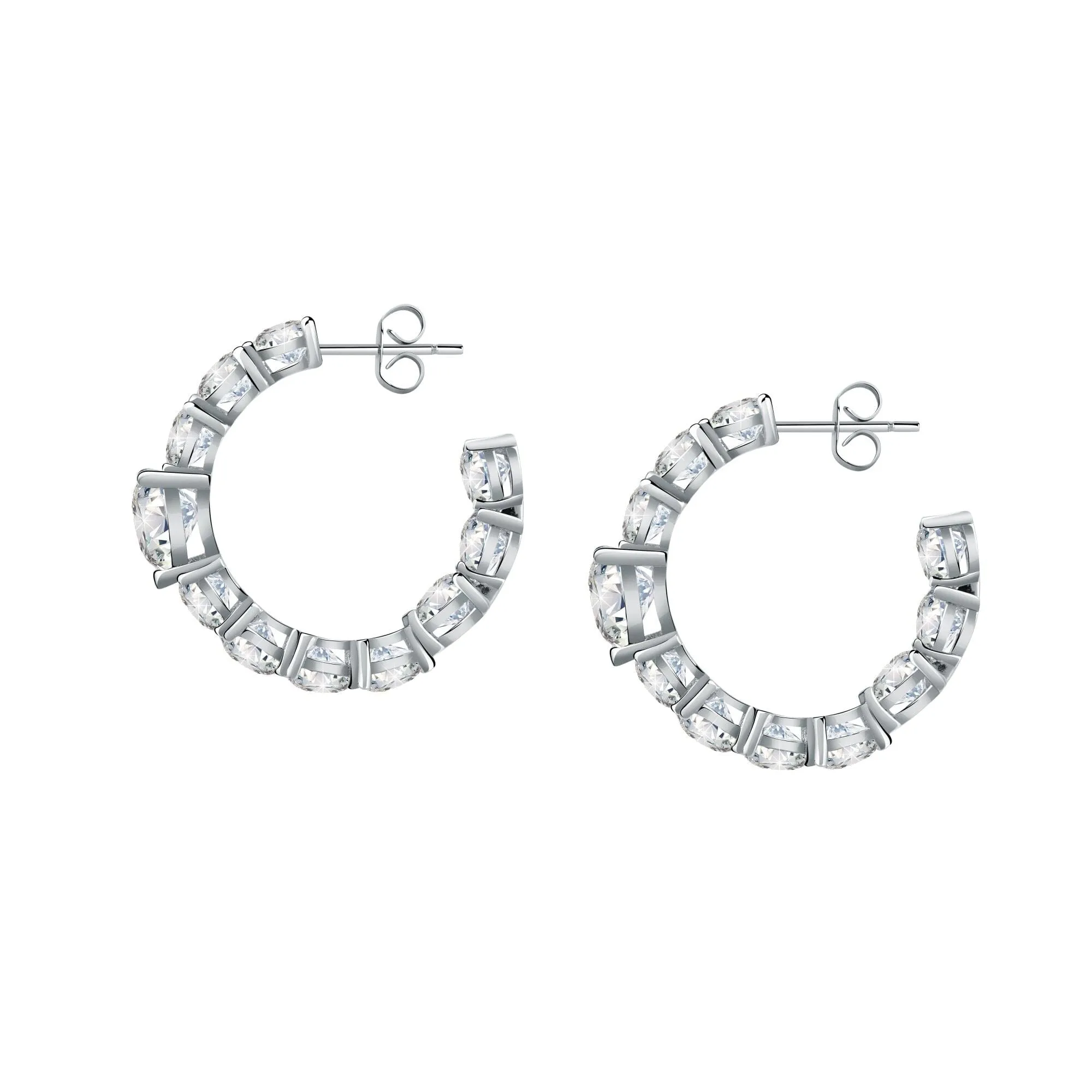 Chiara Ferragni Diamond Heart White Heart Hoop Earrings