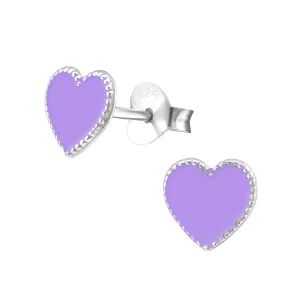 Children’s Sterling Silver Purple Love Heart Earring’s