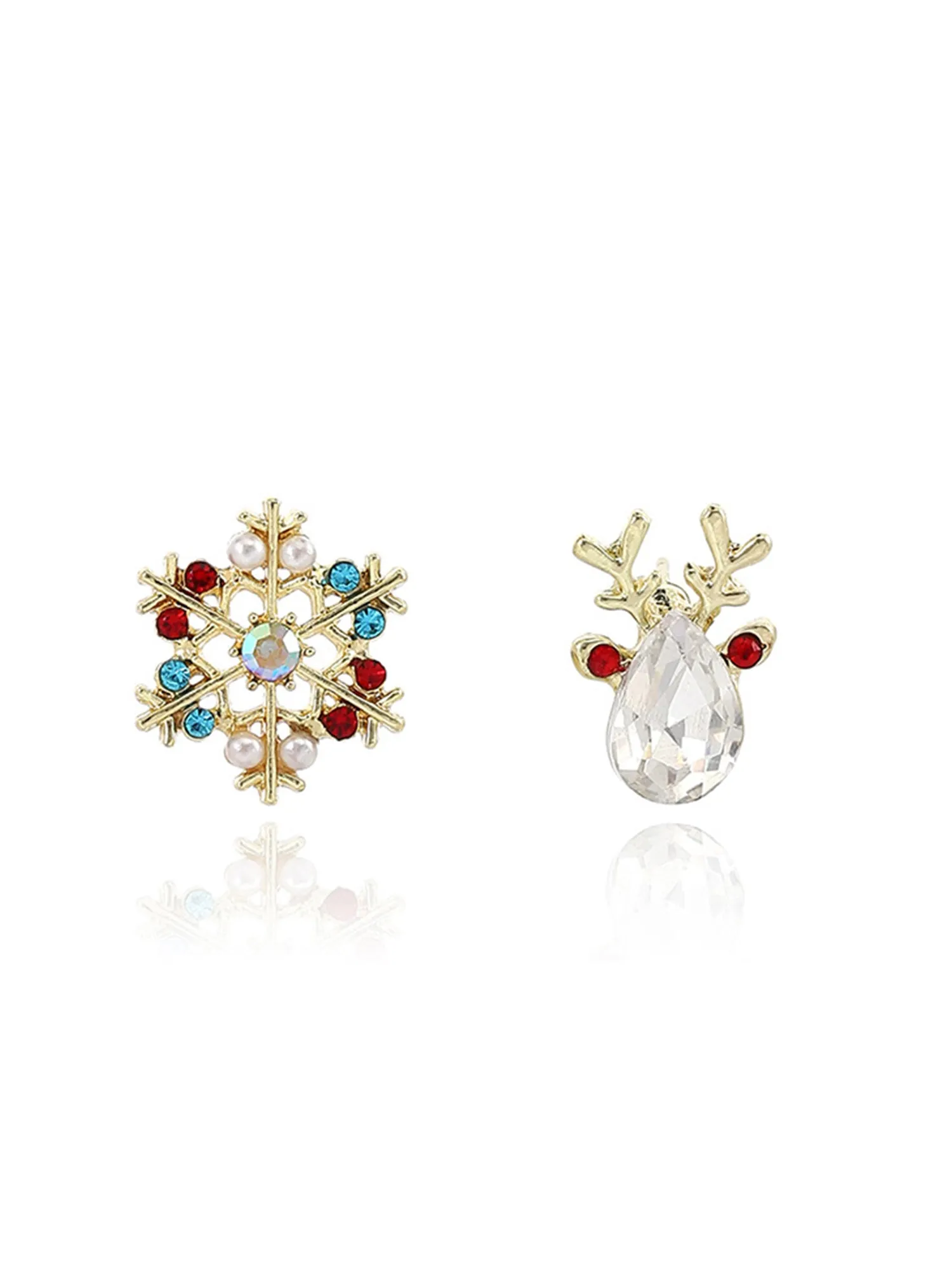 Christmas Fantasy Colorful Snowflake Elk Diamond Earrings