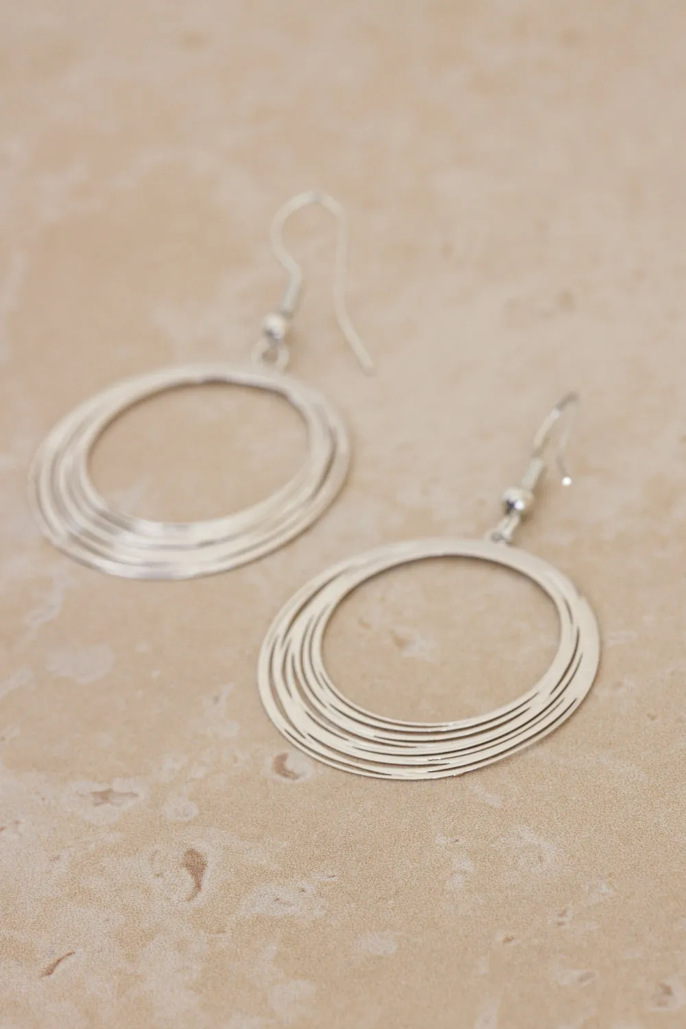 Cirque Circle Drop Earrings - Silver