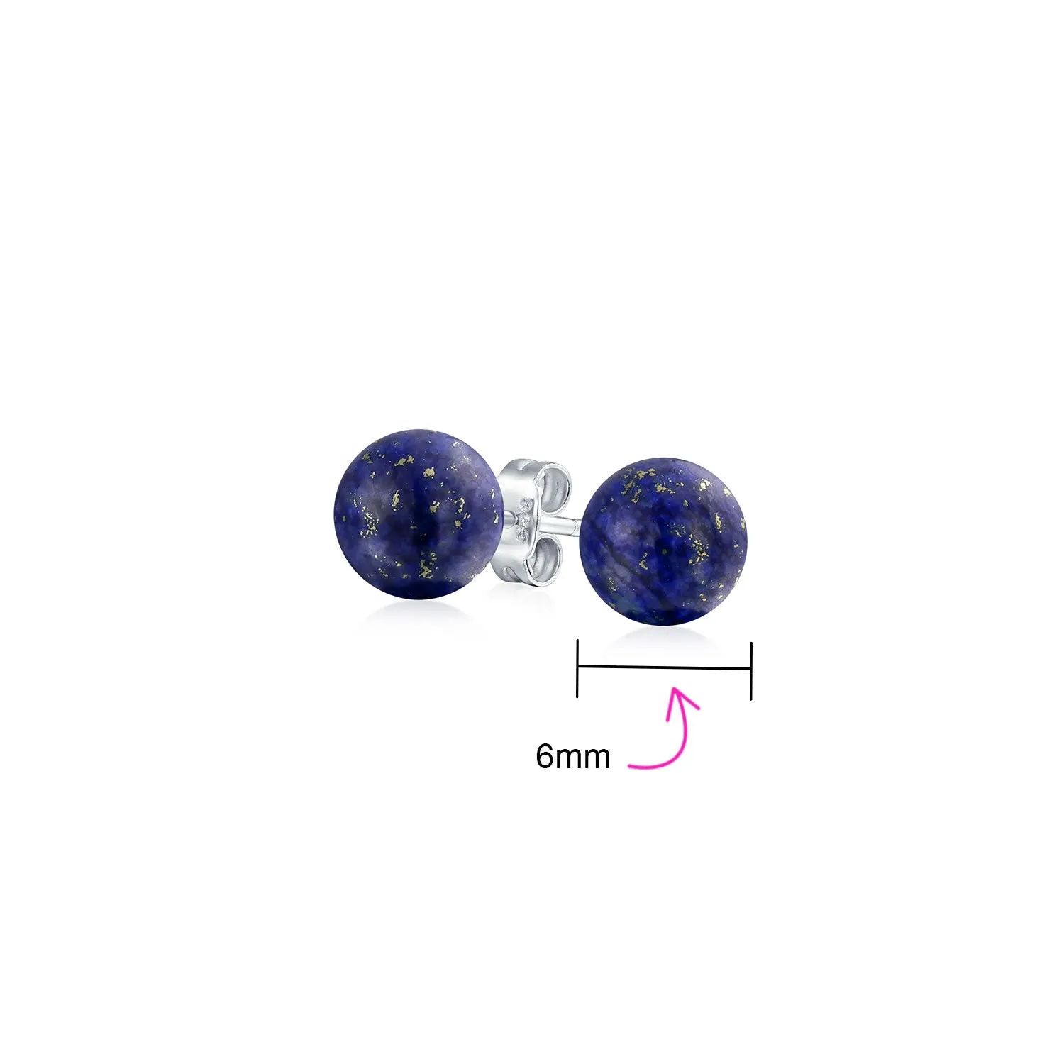 Classic 6MM Gemstone Drop Ball Earrings in  Sterling Silver Birthstone Options