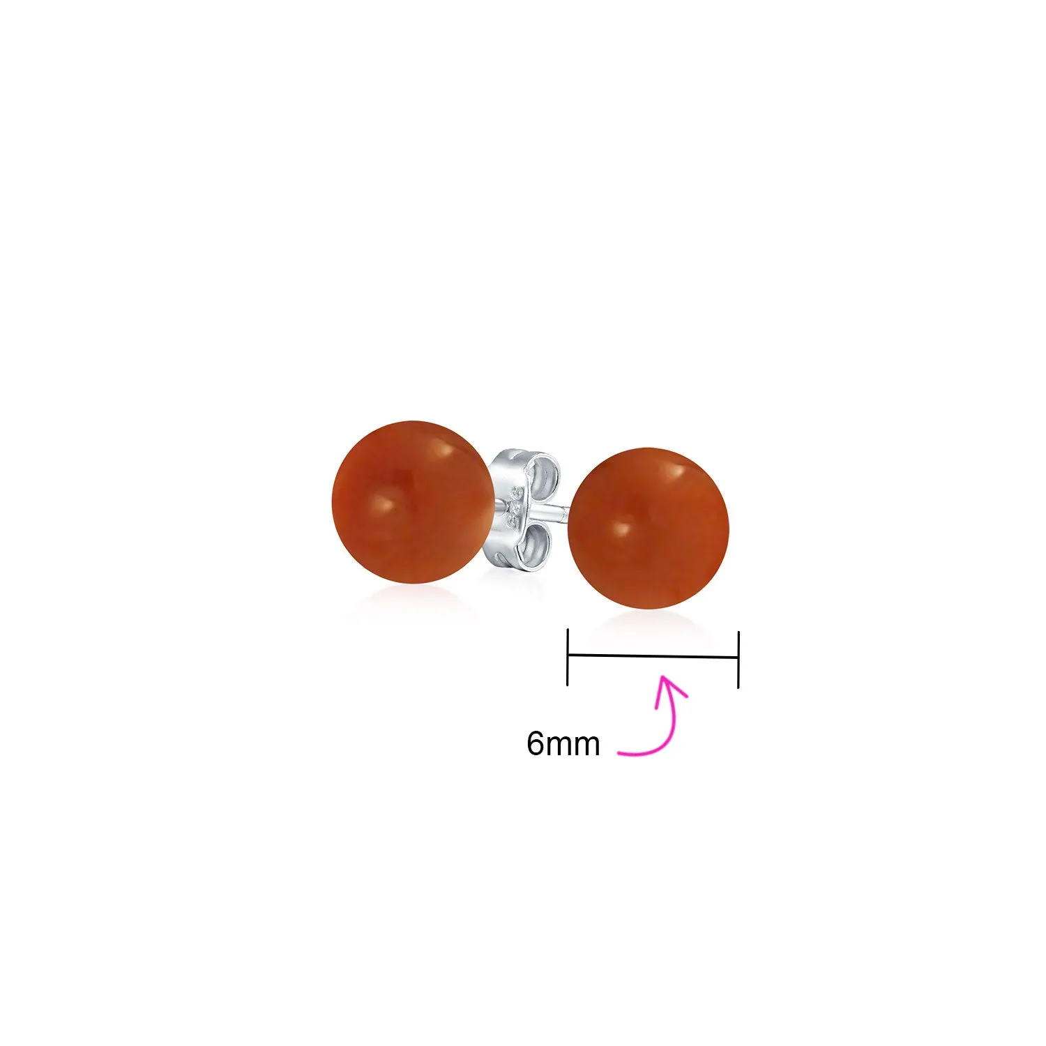 Classic 6MM Gemstone Drop Ball Earrings in  Sterling Silver Birthstone Options