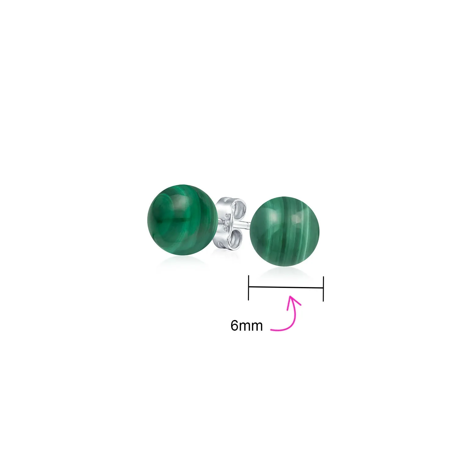 Classic 6MM Gemstone Drop Ball Earrings in  Sterling Silver Birthstone Options