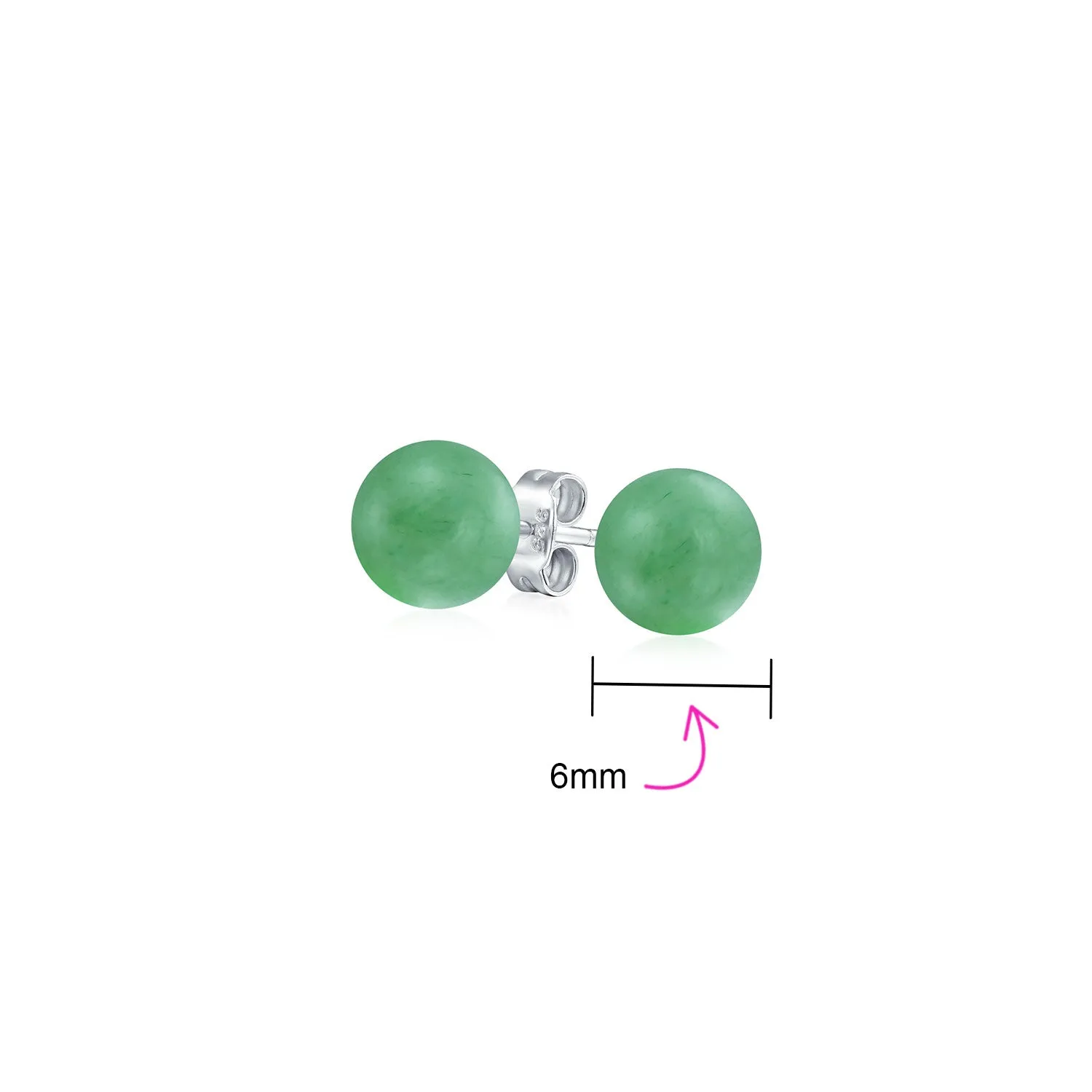 Classic 6MM Gemstone Drop Ball Earrings in  Sterling Silver Birthstone Options