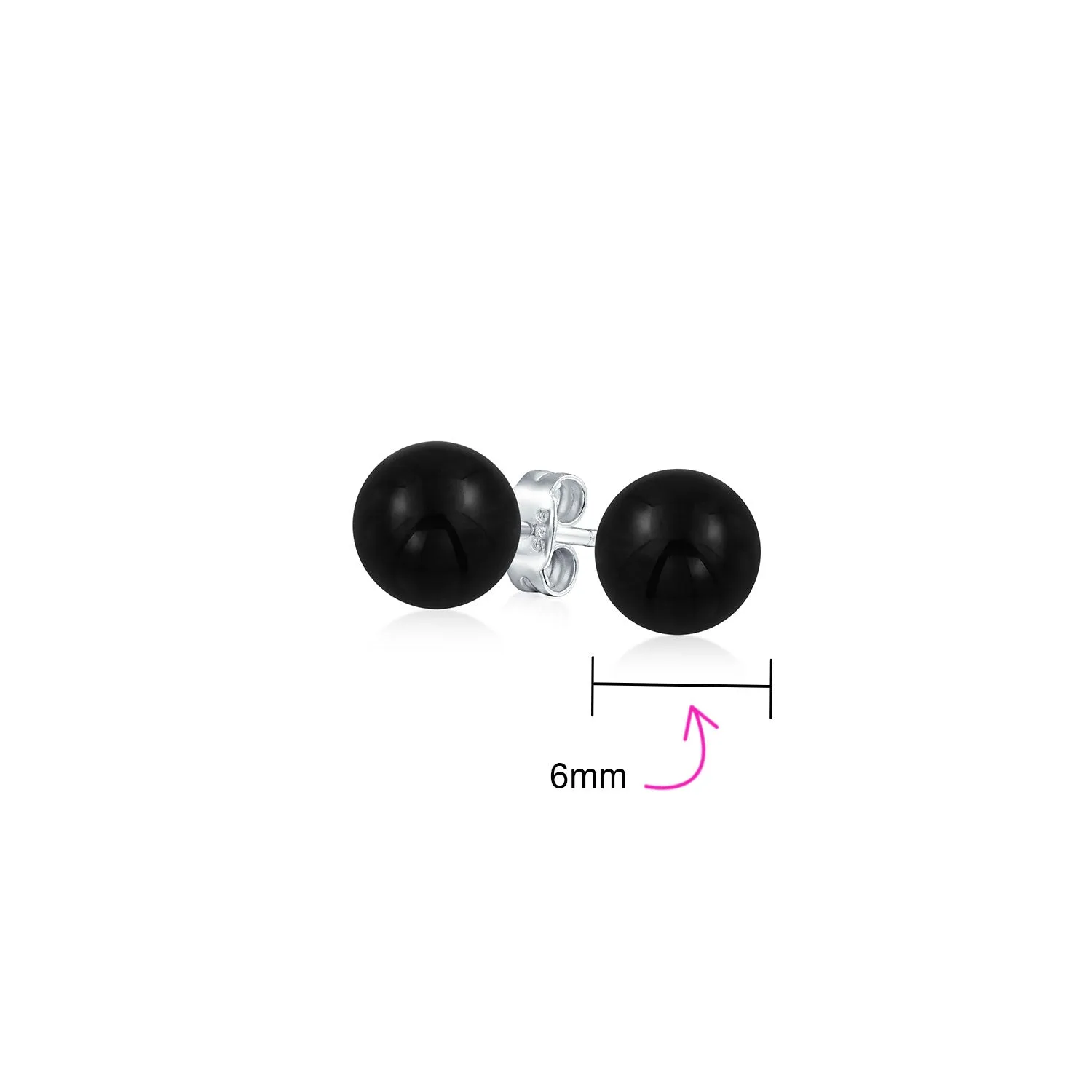 Classic 6MM Gemstone Drop Ball Earrings in  Sterling Silver Birthstone Options