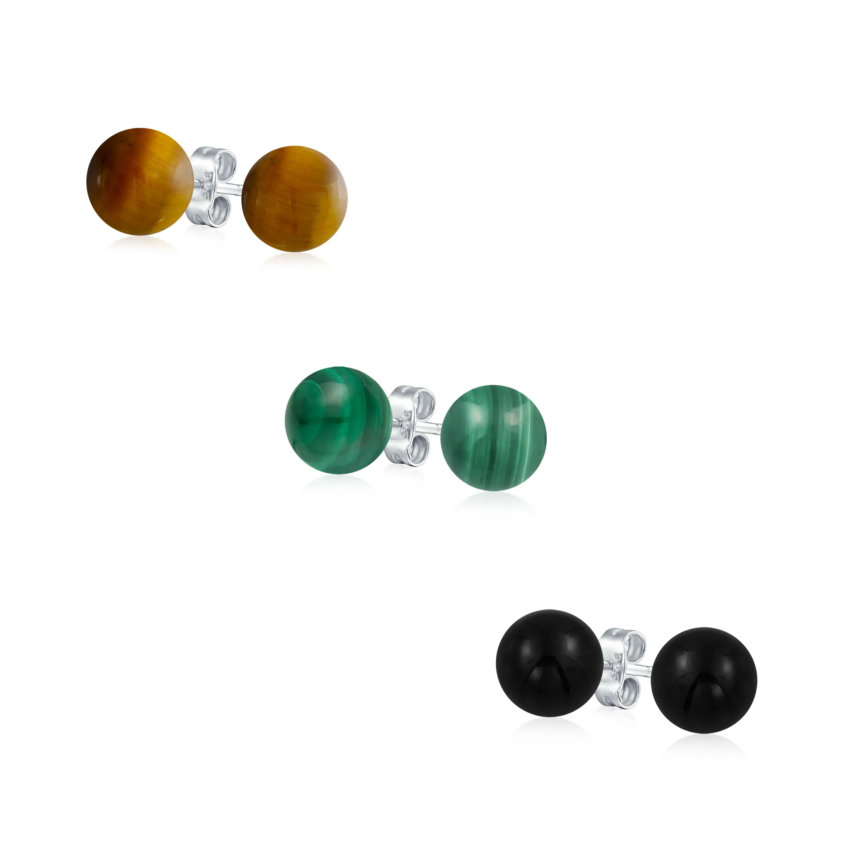 Classic 6MM Gemstone Drop Ball Earrings in  Sterling Silver Birthstone Options