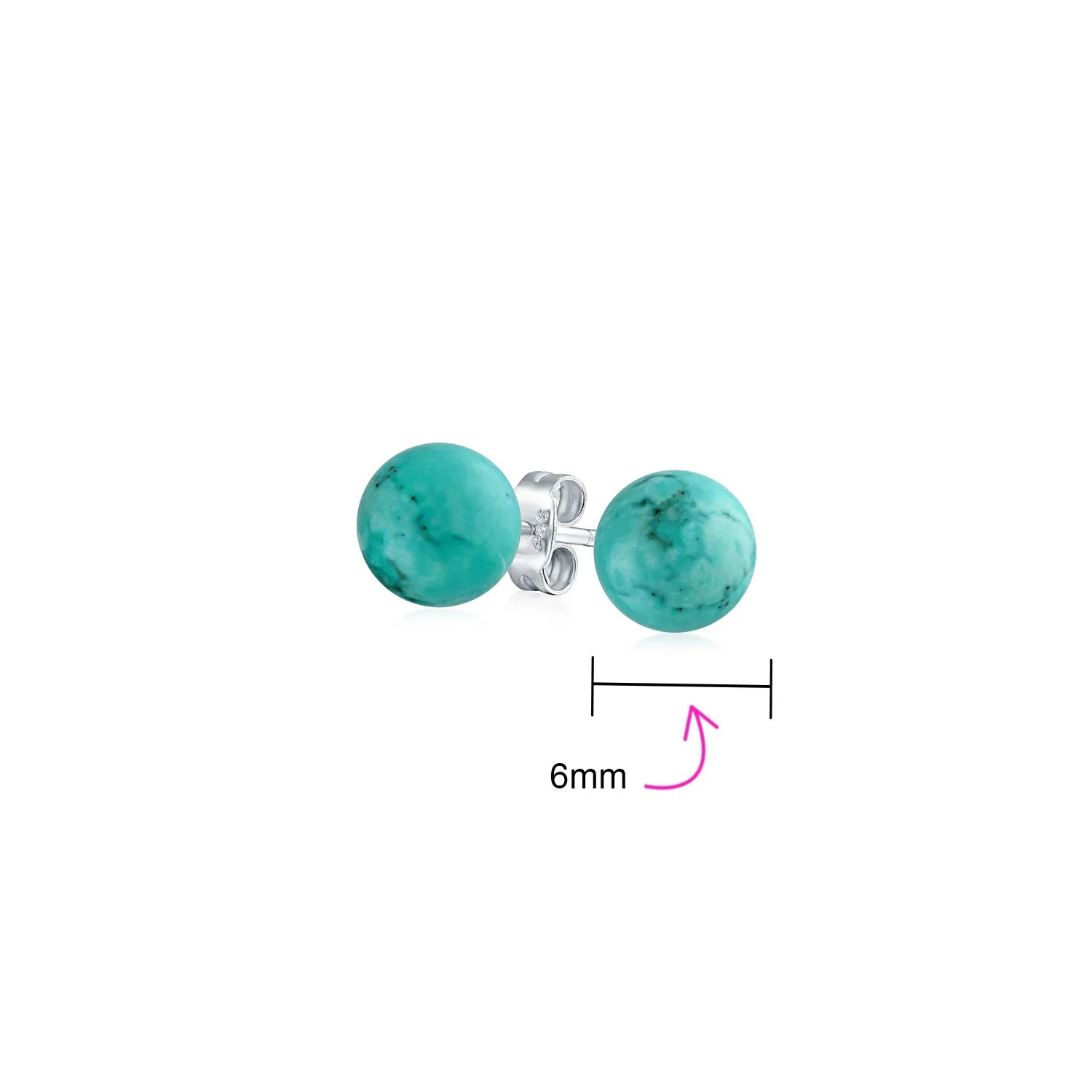 Classic 6MM Gemstone Drop Ball Earrings in  Sterling Silver Birthstone Options