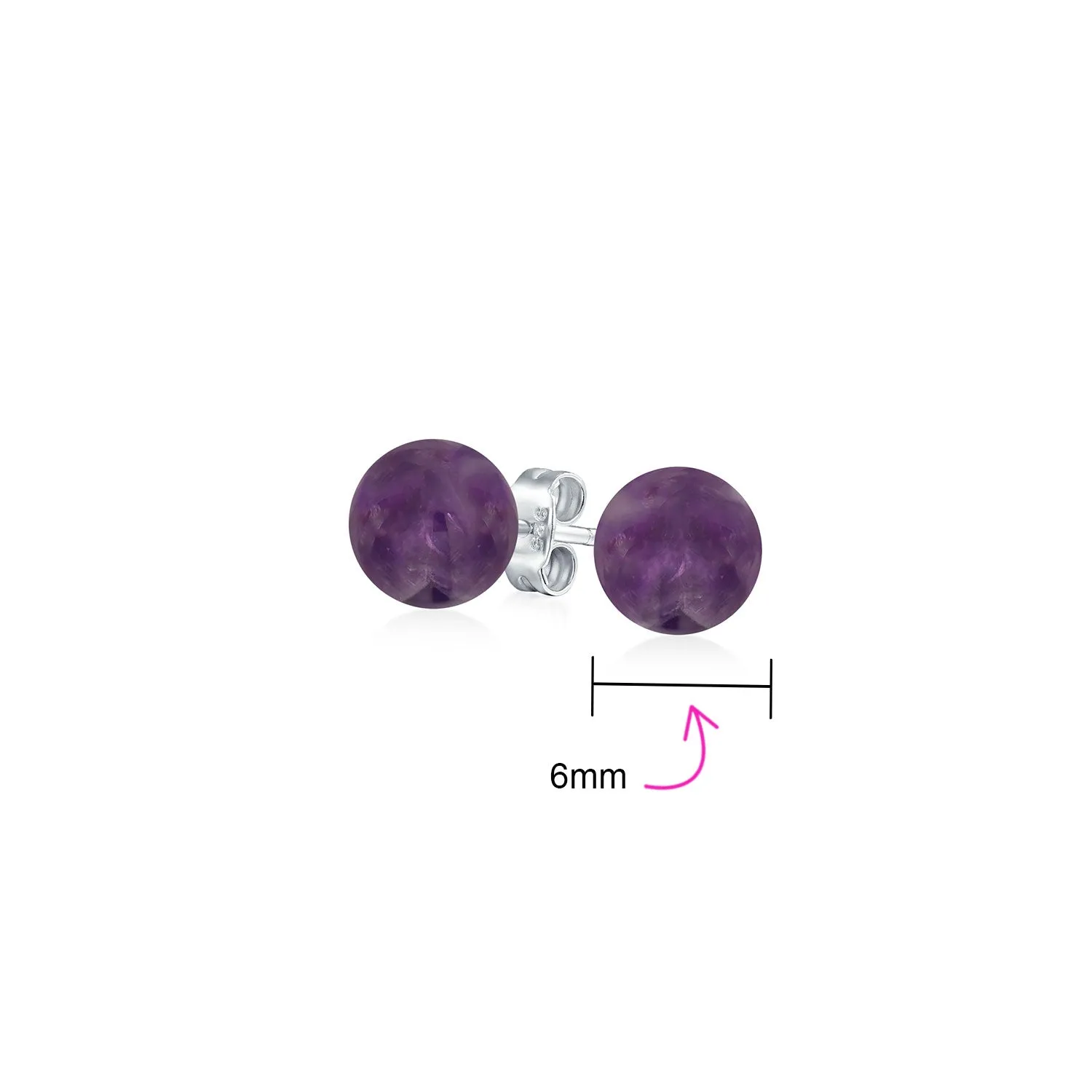 Classic 6MM Gemstone Drop Ball Earrings in  Sterling Silver Birthstone Options