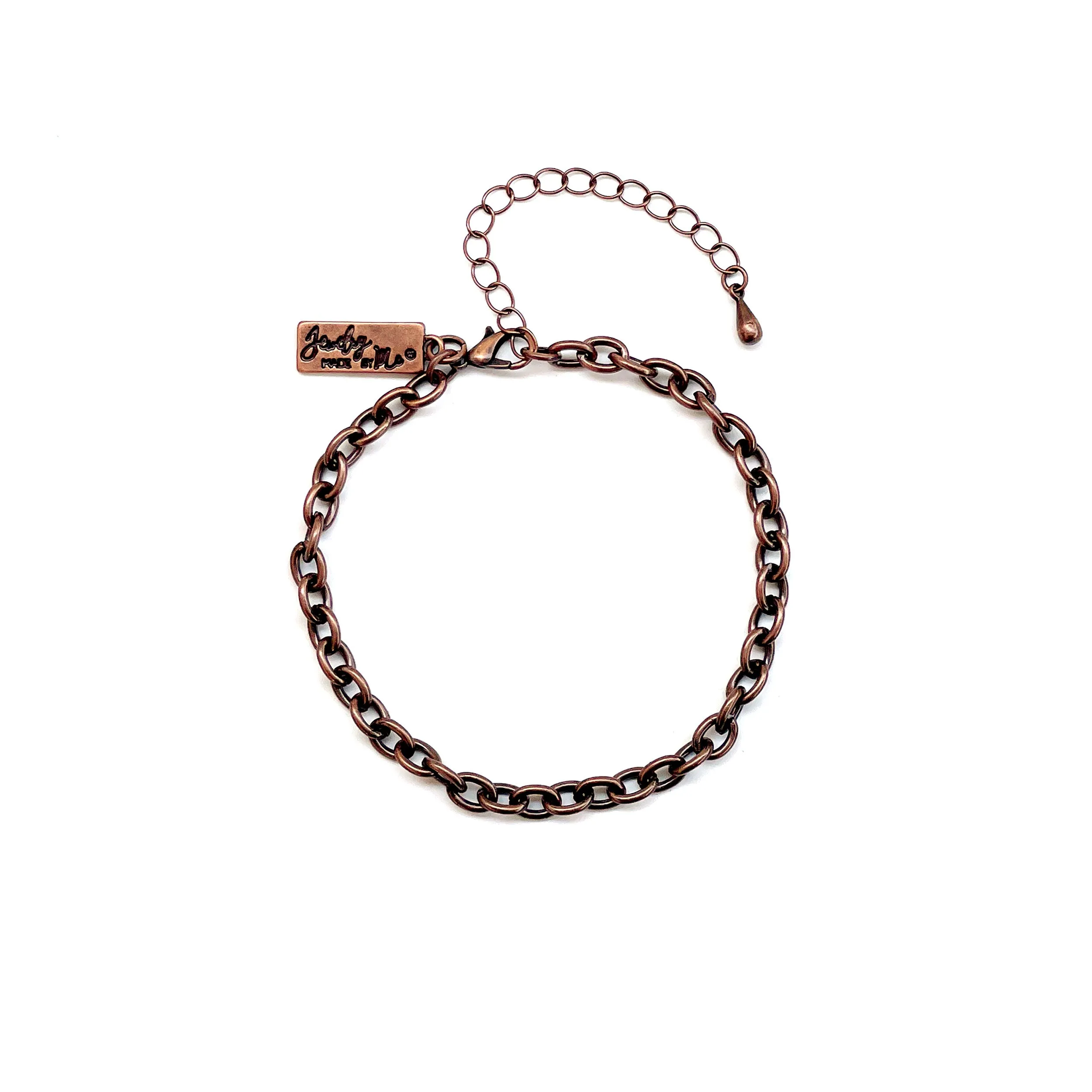 Copper Oval Cable 7" Charm Bracelet