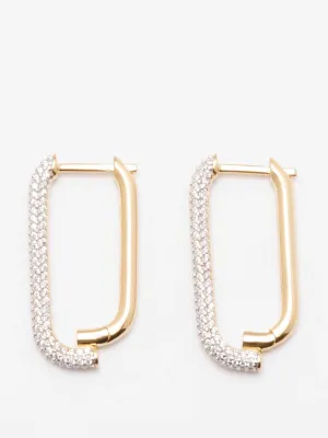 Crystal-pavé 14kt gold-vermeil hoop earrings