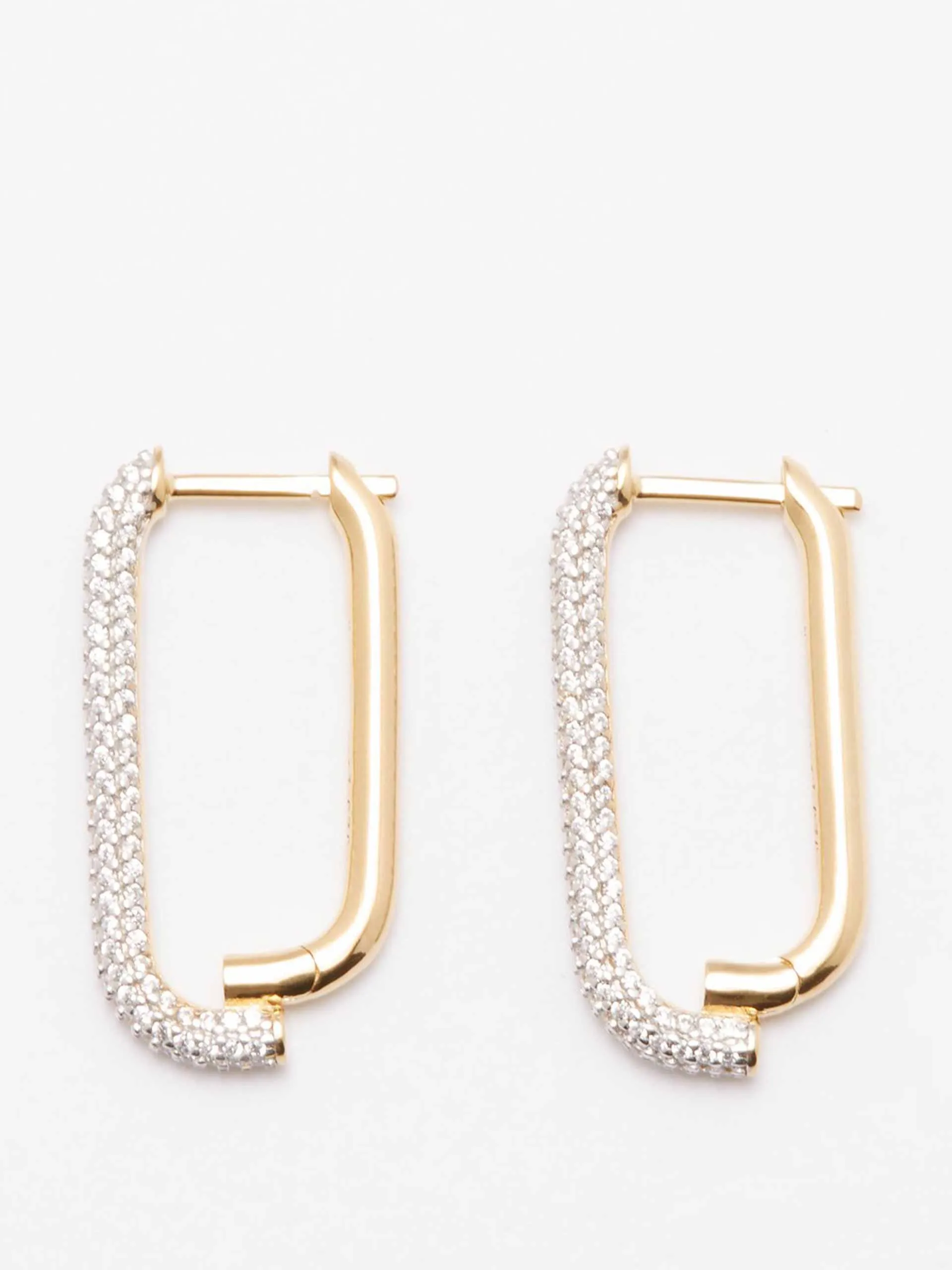 Crystal-pavé 14kt gold-vermeil hoop earrings