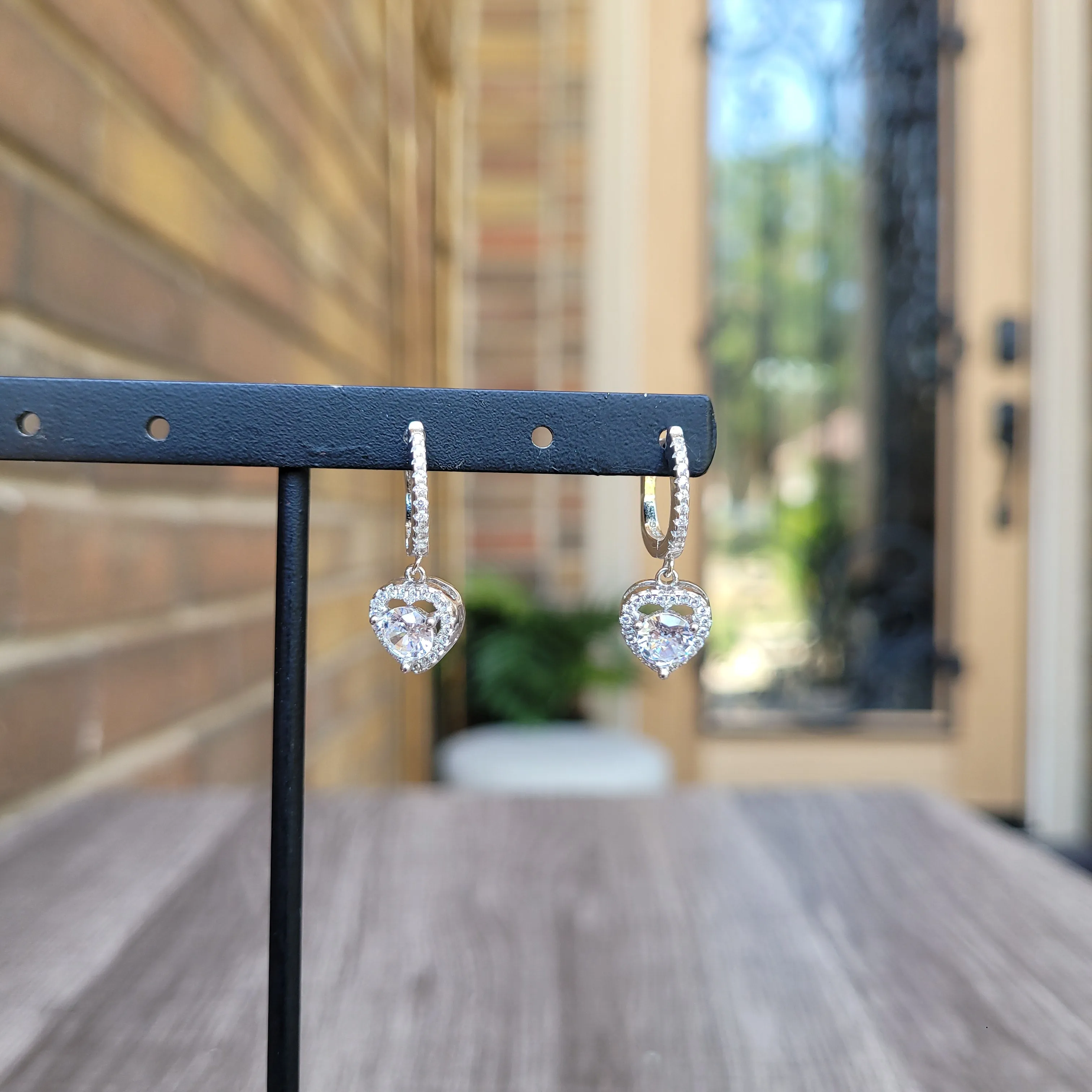 Crystals heart silver 925 earrings