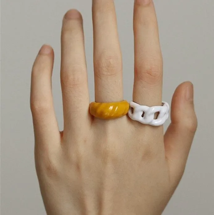 Cute Artsy Irregular Geometric Colorful Rings