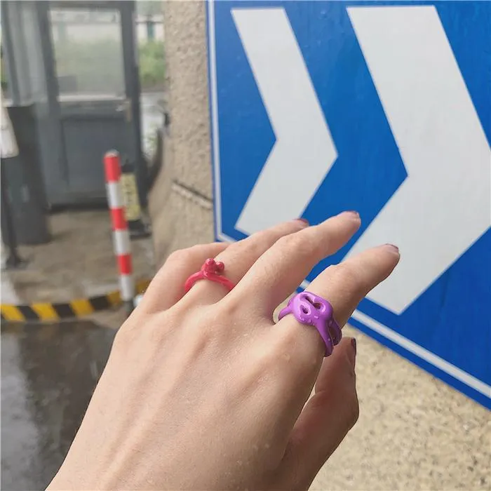 Cute Artsy Irregular Geometric Colorful Rings