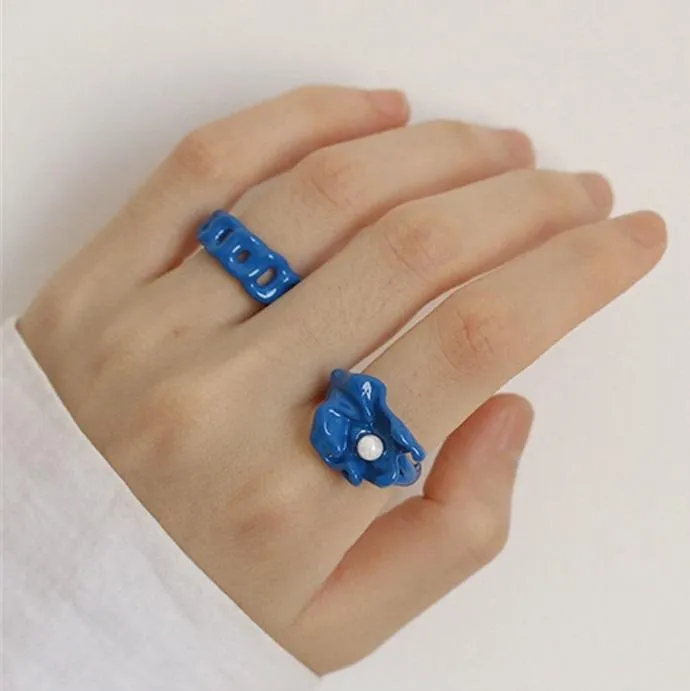 Cute Artsy Irregular Geometric Colorful Rings