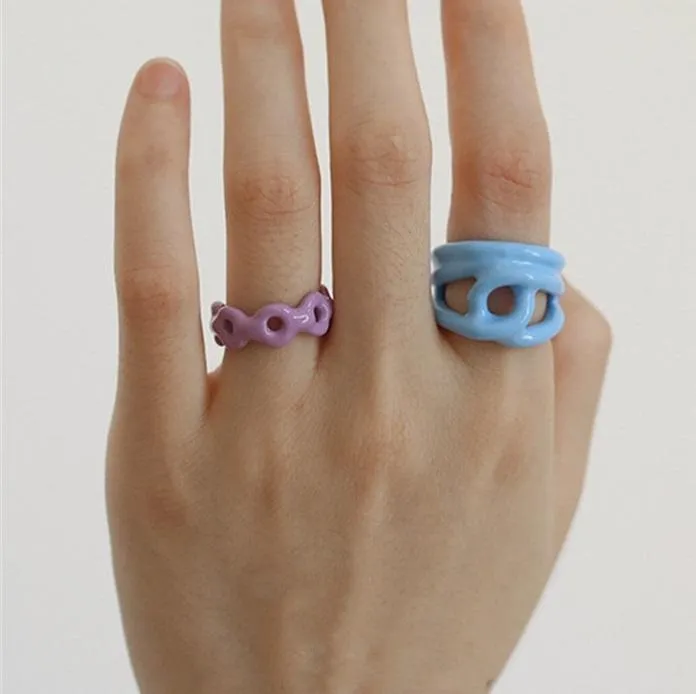 Cute Artsy Irregular Geometric Colorful Rings