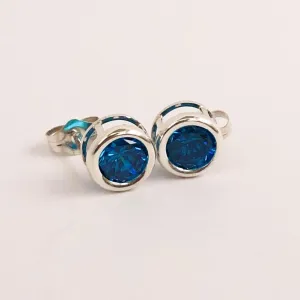 December Blue Zircon CZ Birthstone Earrings