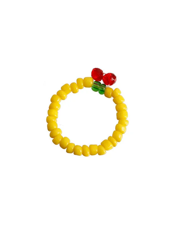 Design Colorful Red Cherry Beaded Ring