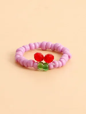 Design Colorful Red Cherry Beaded Ring