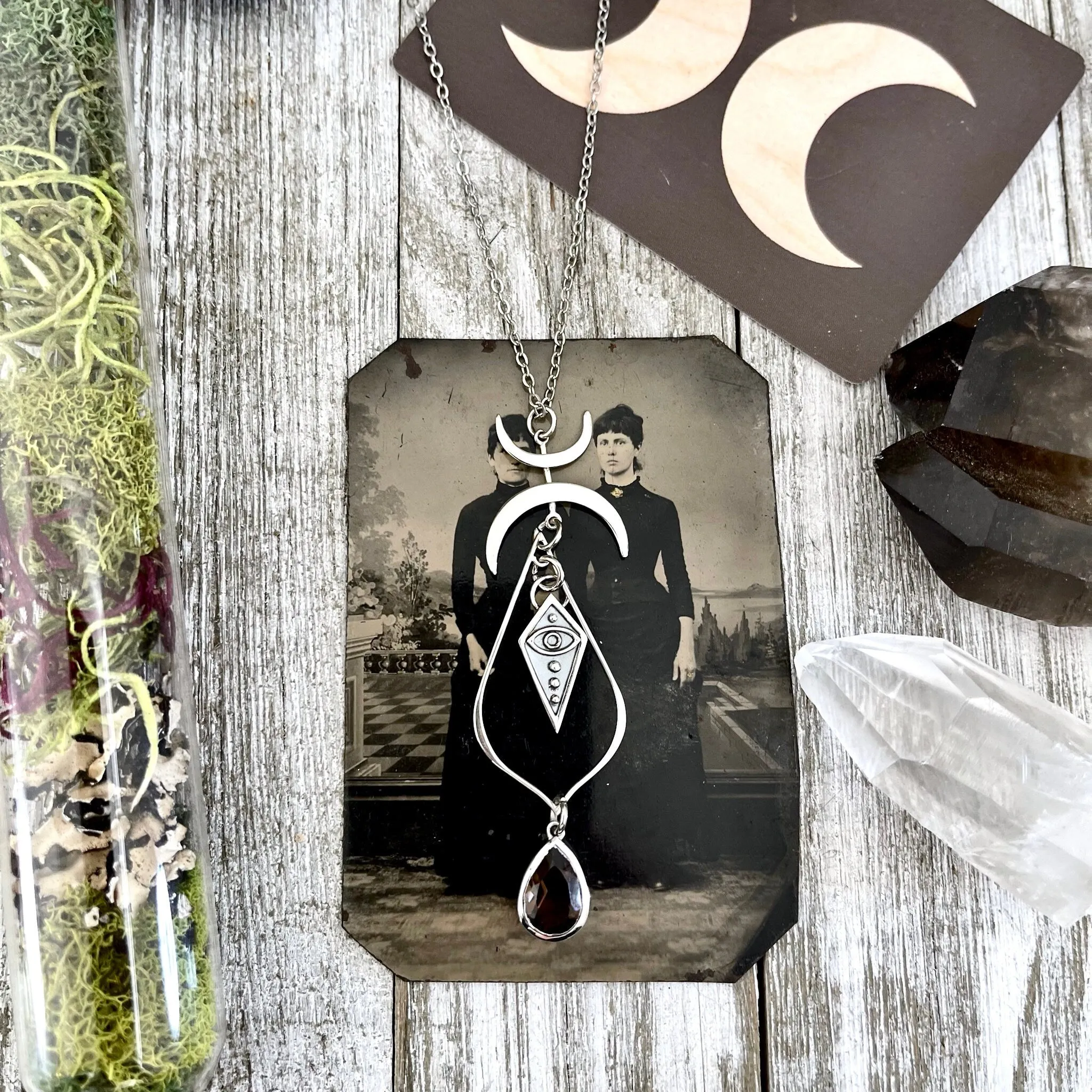 Diamond Eye and Smokey Quartz Talisman Necklace / Talisman Collection- Sterling Silver