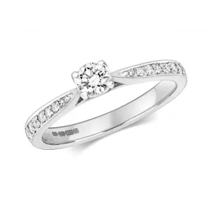 Diamond Jewellery 9ct Solitaire Set Shoulders White Gold Rings RD628W