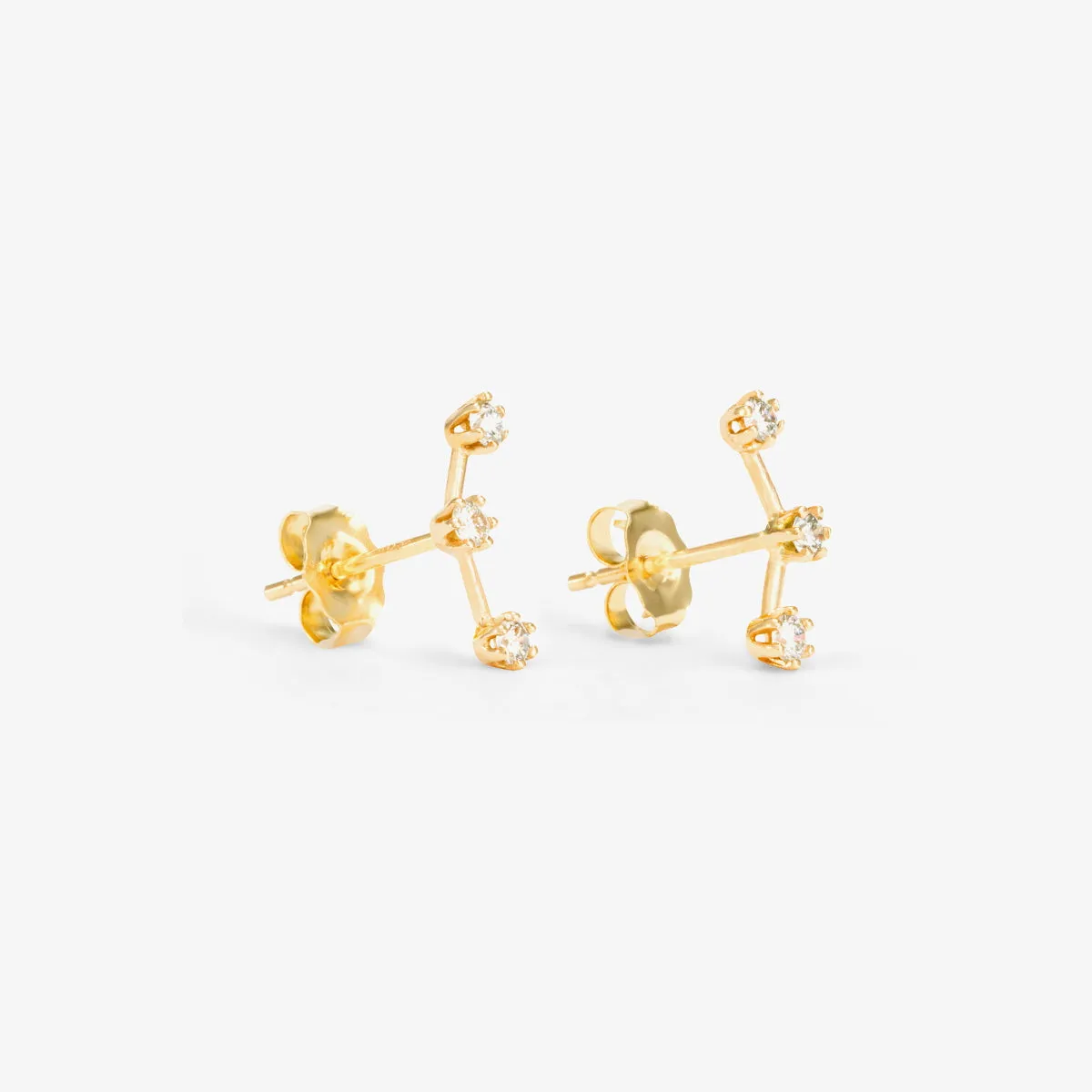 E6301W | White Diamond Triple Stone Studs