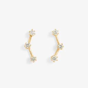 E6301W | White Diamond Triple Stone Studs