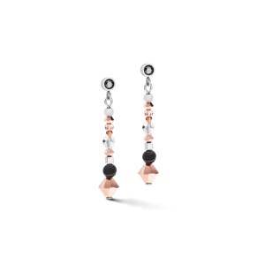 Earrings Amulet small  Crystals & striped  onyx grey-crystal