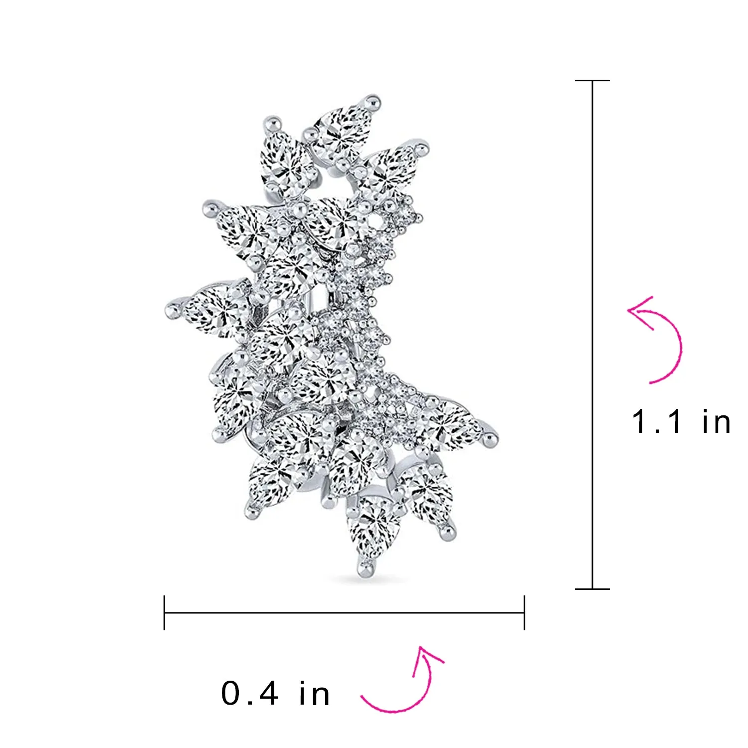 Elegant Bridal Teardrop CZ Leaf Clip-On Earrings for Weddings and Proms