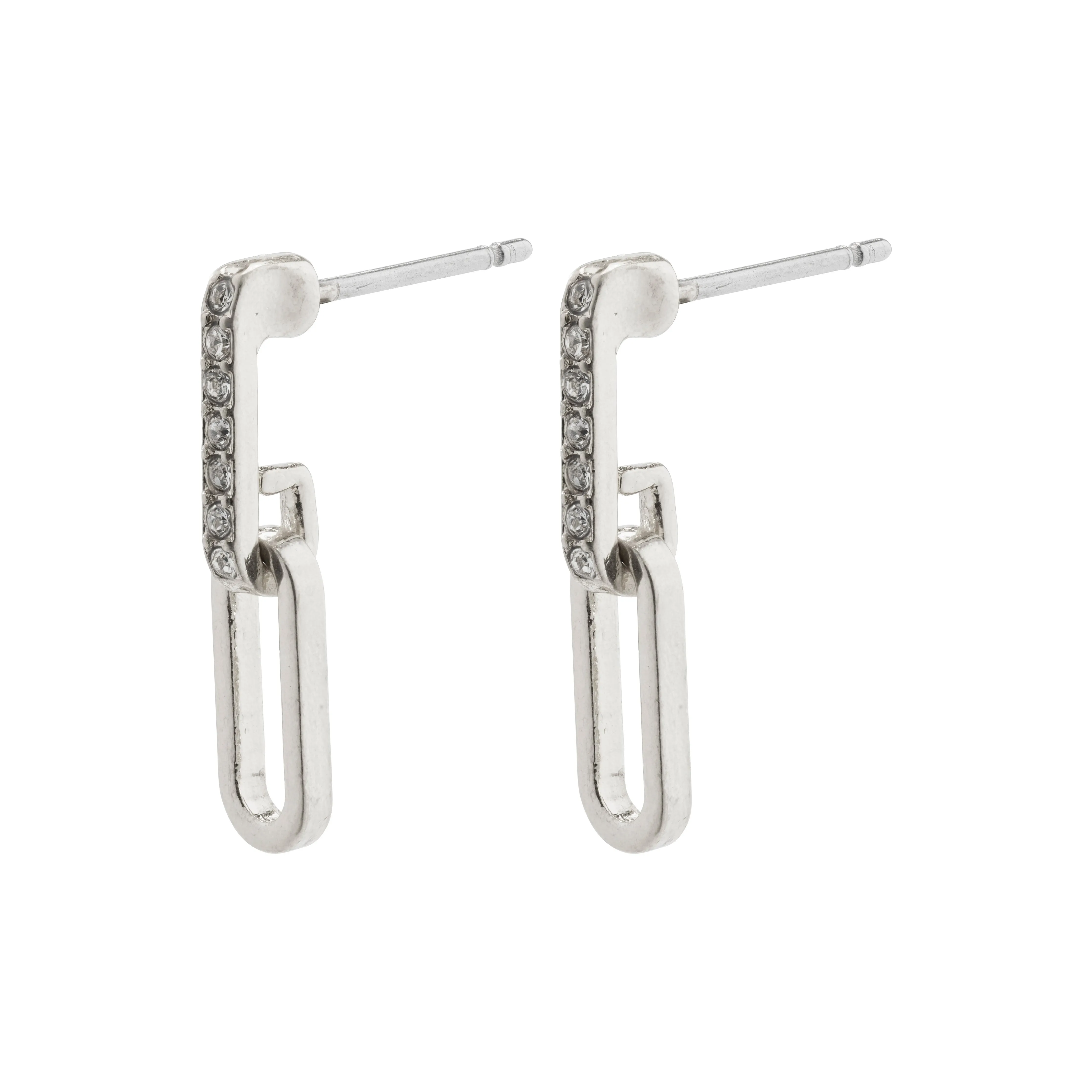 ELISE recycled oval link crystal earrings silver-plated