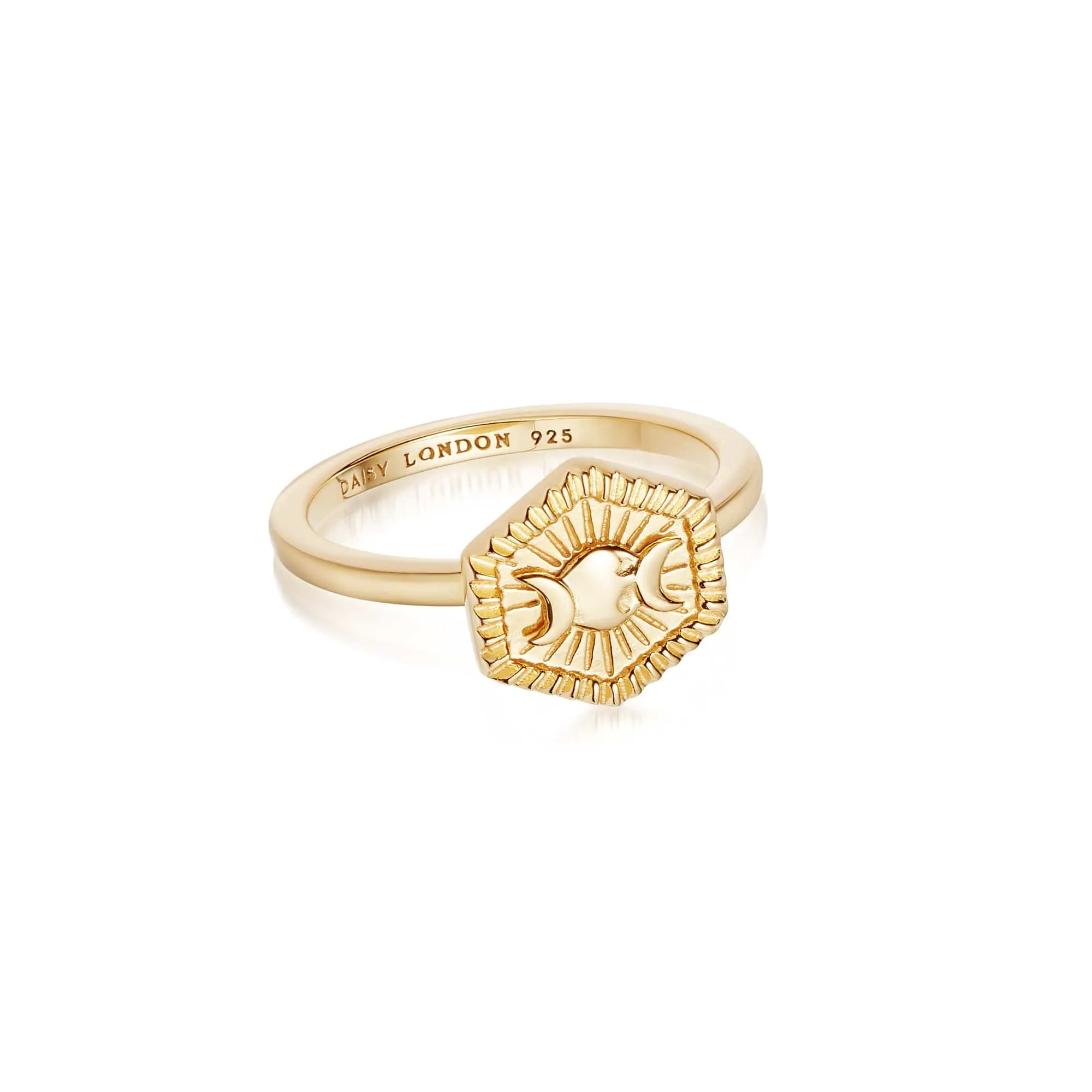 Estée Lalonde Goddess Hexagonal Ring 18Ct Gold Plate