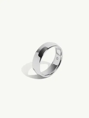 Eterno Knife Edge Wedding Ring With Hidden Diamond In 18K White Gold, 6mm