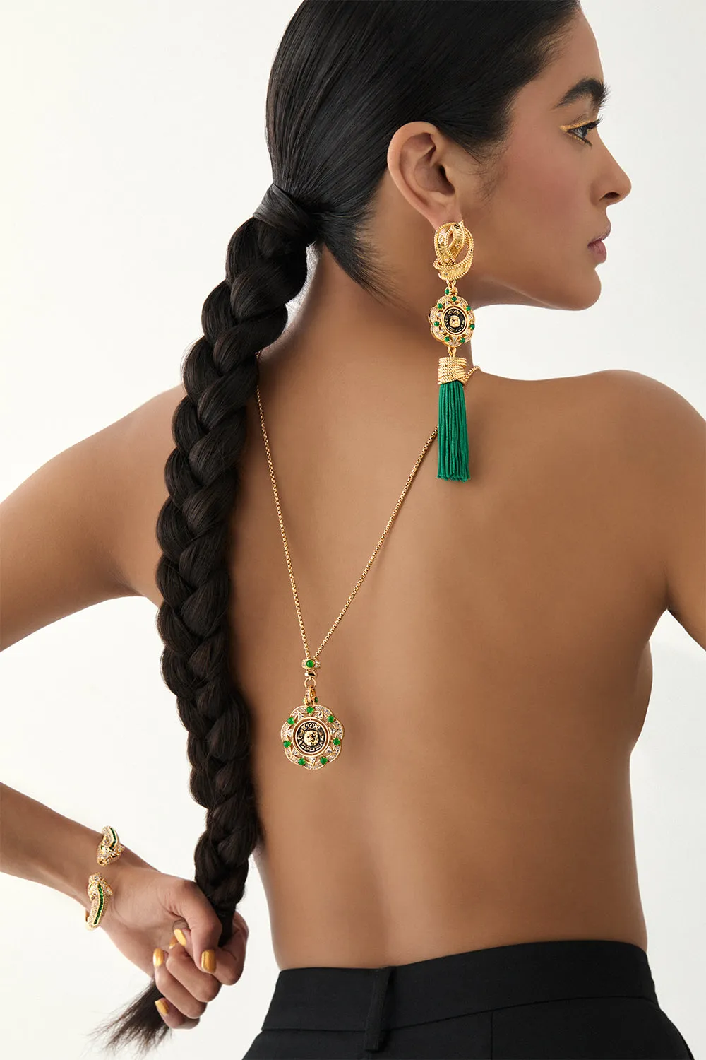 FIERCE FOLKLORE PENDANT TASSEL EARRINGS GOLD