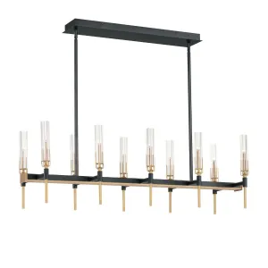 Flambeau 45 in. 10 Lights LED Chandelier Black & Antique Brass Finish