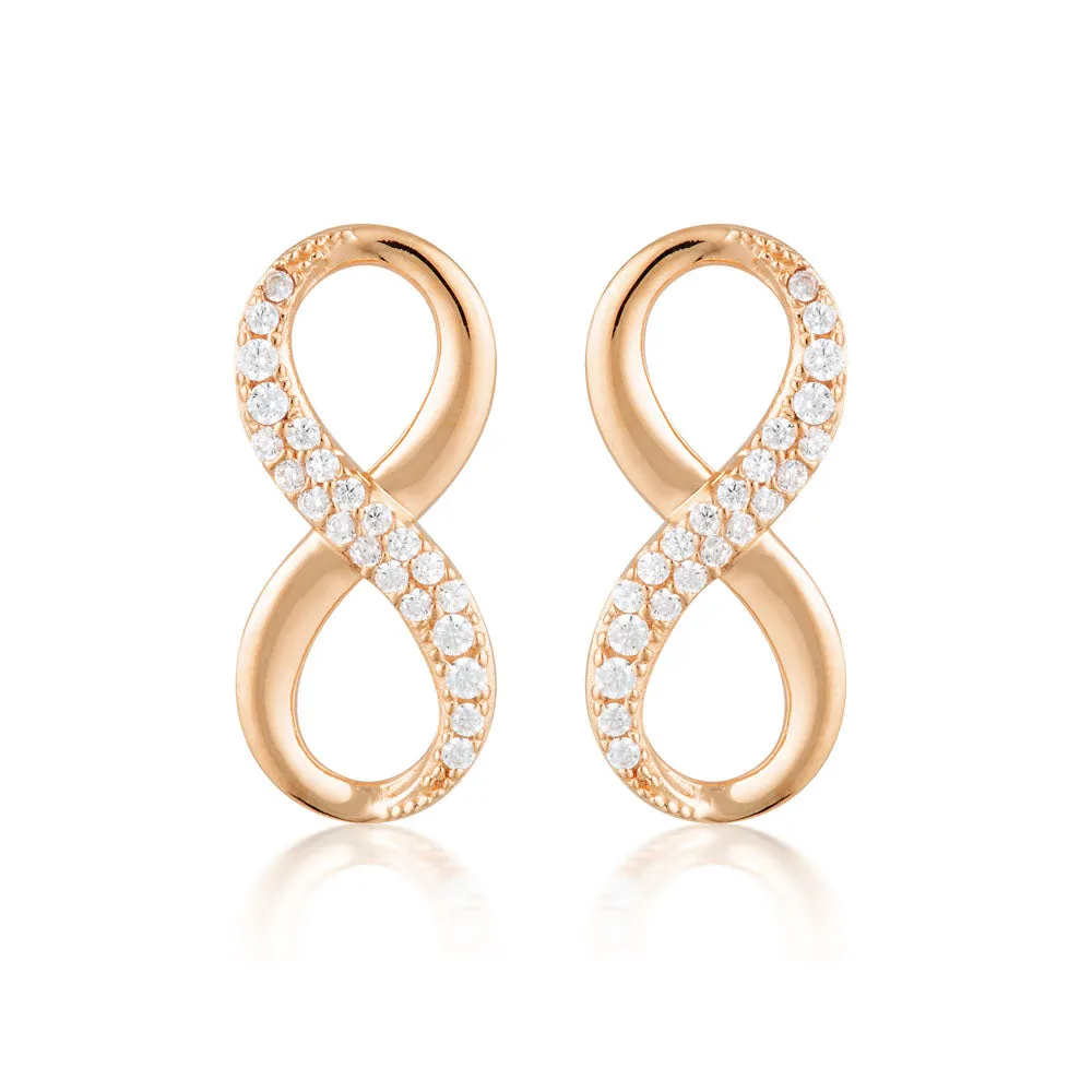 Georgini Rose Gold Plated Sterling Silver Zirconia Forever Infinity Earrings