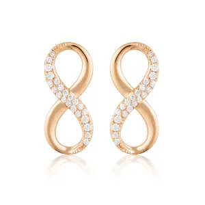 Georgini Rose Gold Plated Sterling Silver Zirconia Forever Infinity Earrings