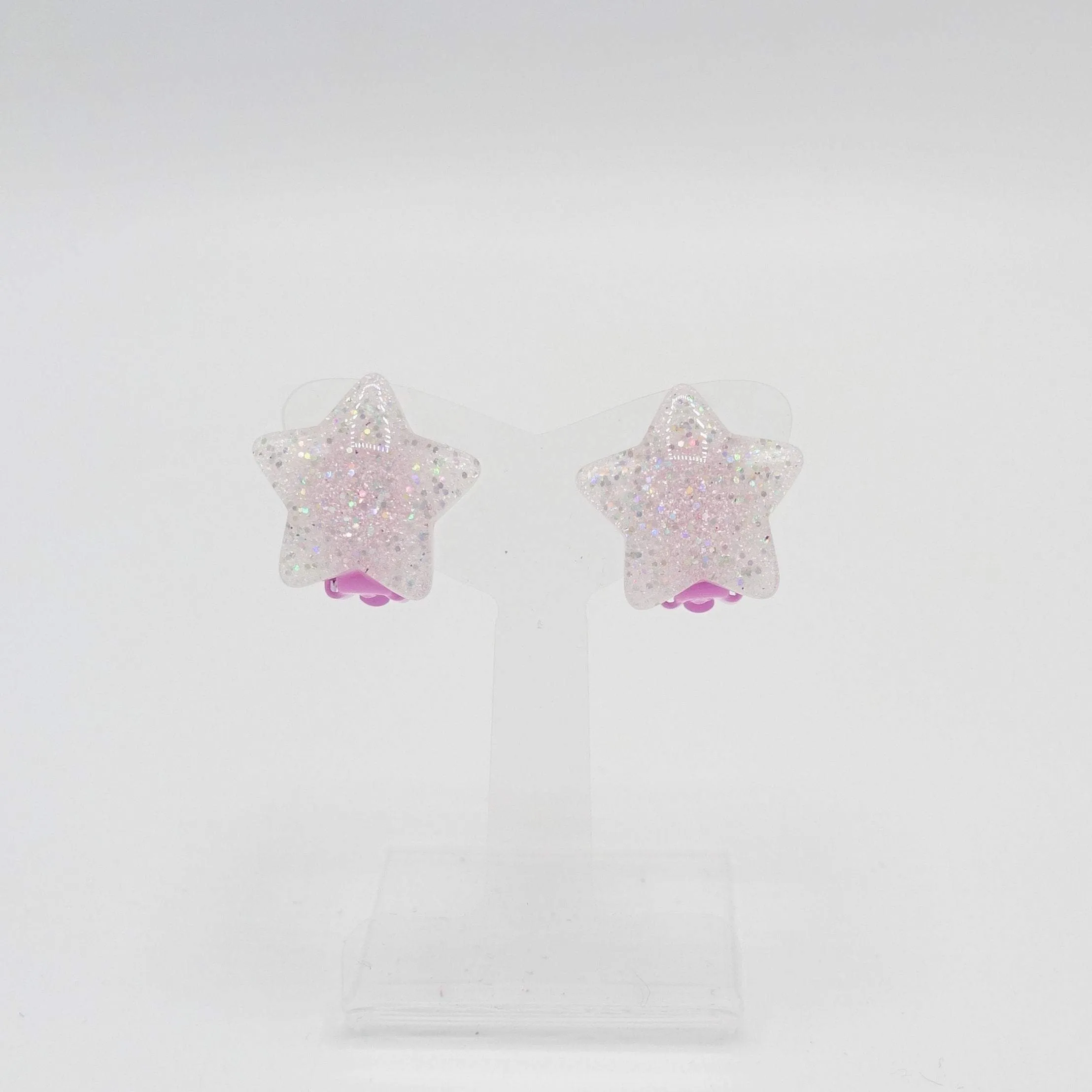 girls clip on earring glittering star heart earring for kids