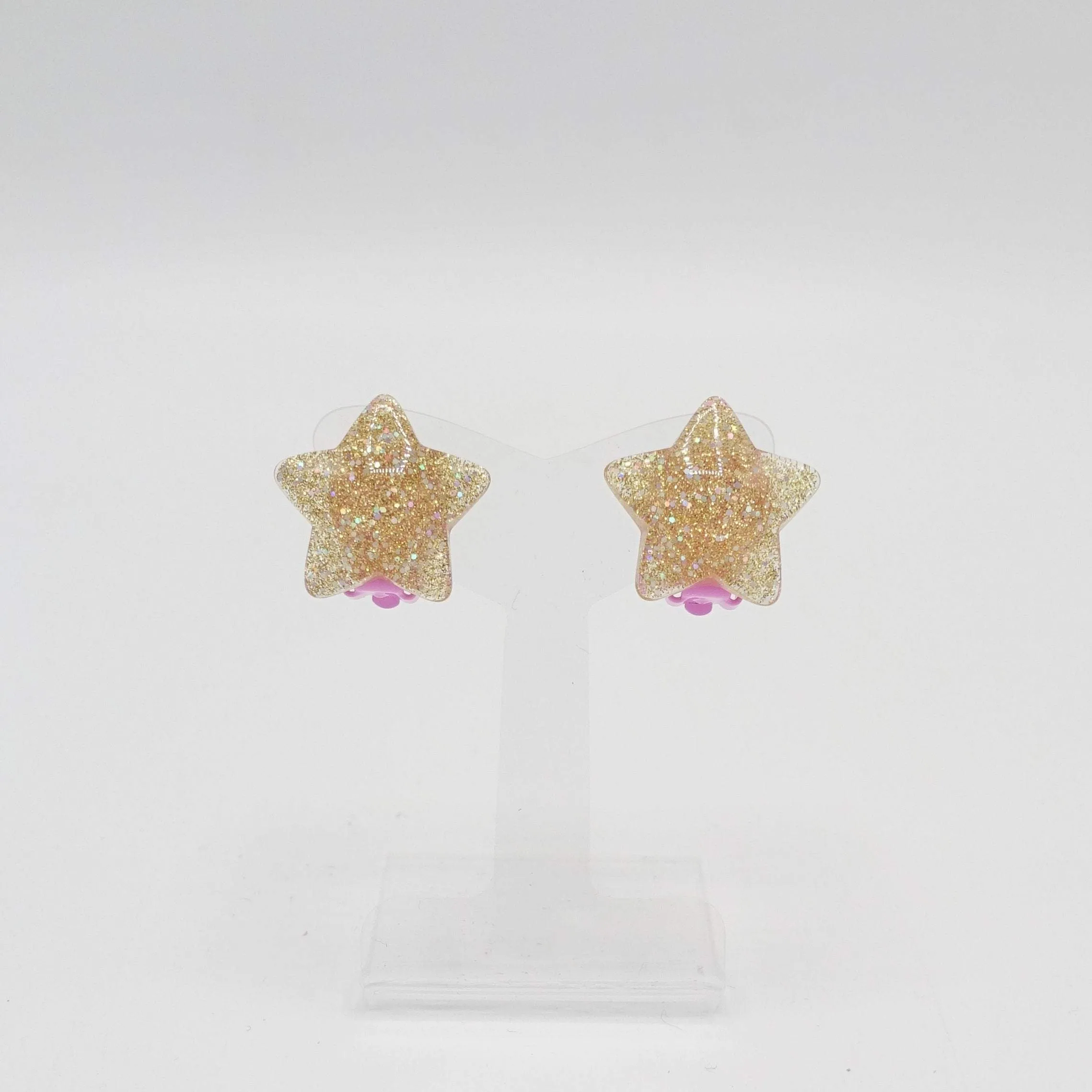 girls clip on earring glittering star heart earring for kids