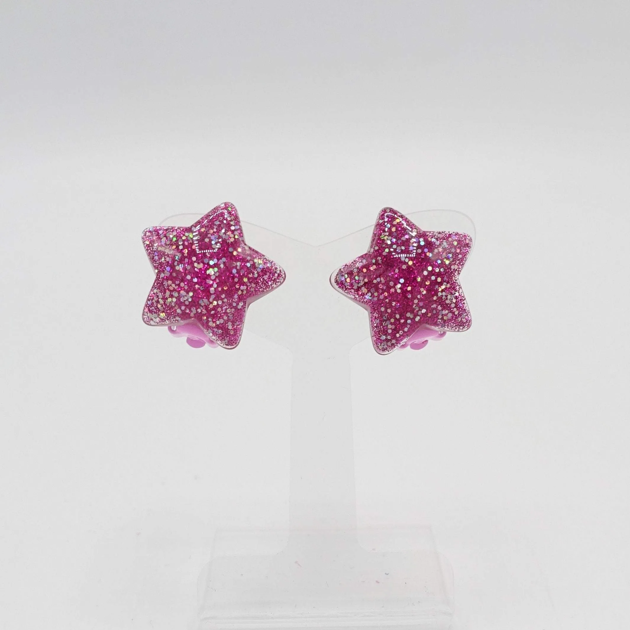 girls clip on earring glittering star heart earring for kids