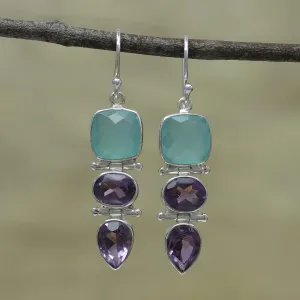 Glittering Muse Amethyst Chalcedony Earrings