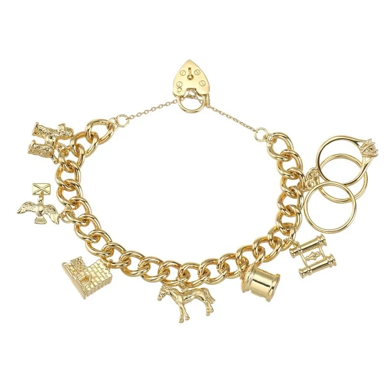 Gold Filled Bonded Pets and Post Charm Bracelet 8 Inches