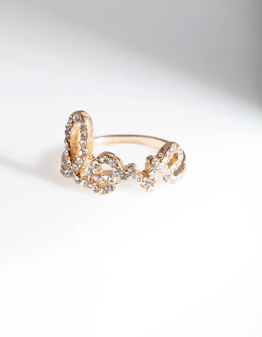 Gold Love Diamante Ring