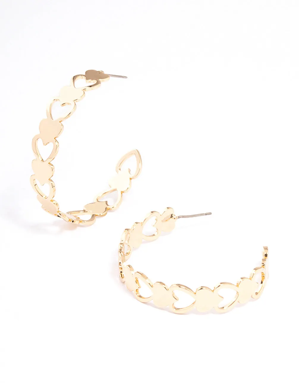 Gold Open & Solid Heart Hoop Earrings