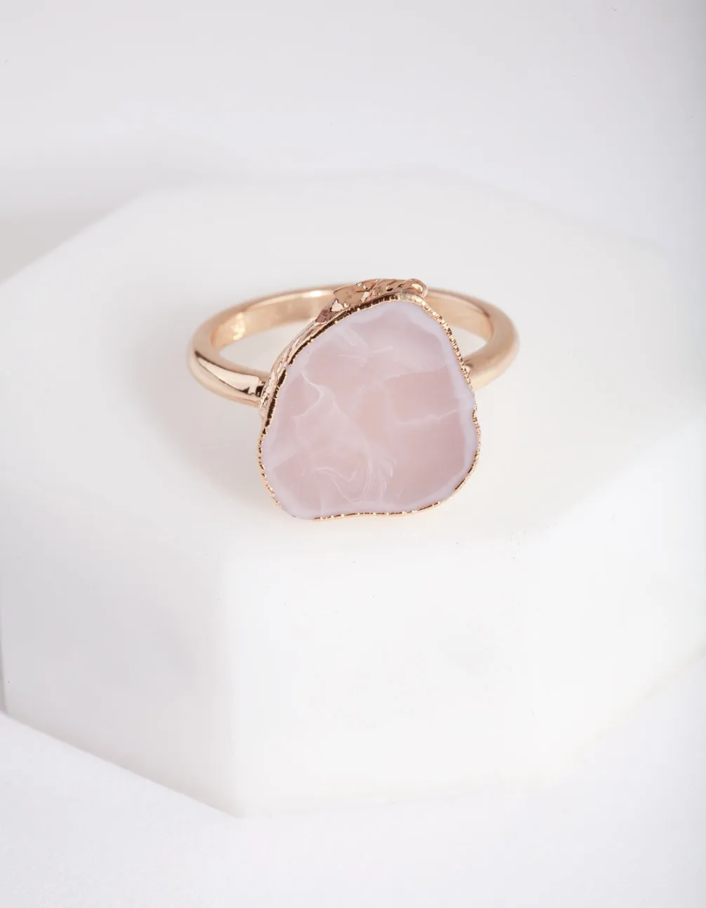 Gold Pink Stone Ring