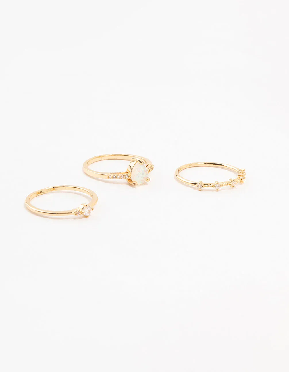 Gold Plated Elegant Pear Stacking Rings 3-Pack