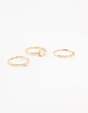 Gold Plated Elegant Pear Stacking Rings 3-Pack