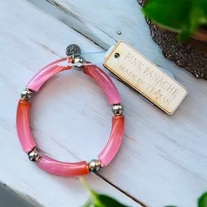 Hot Pink Bracelet with Gold Beads