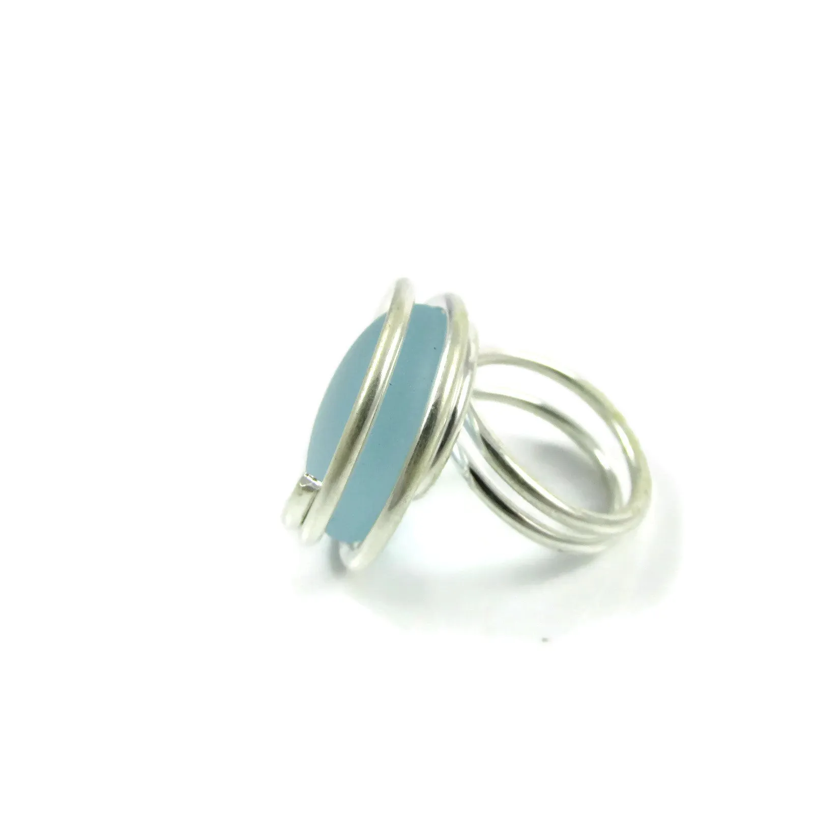 Infinity Glass Ring - Sky Blue Matte